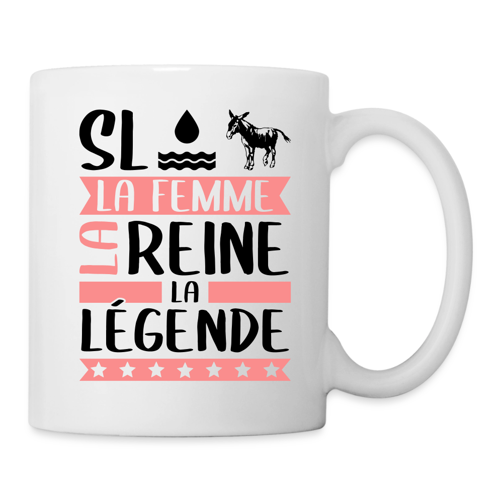 Mug blanc Sloane rébus – La femme, la reine, la légende - blanc