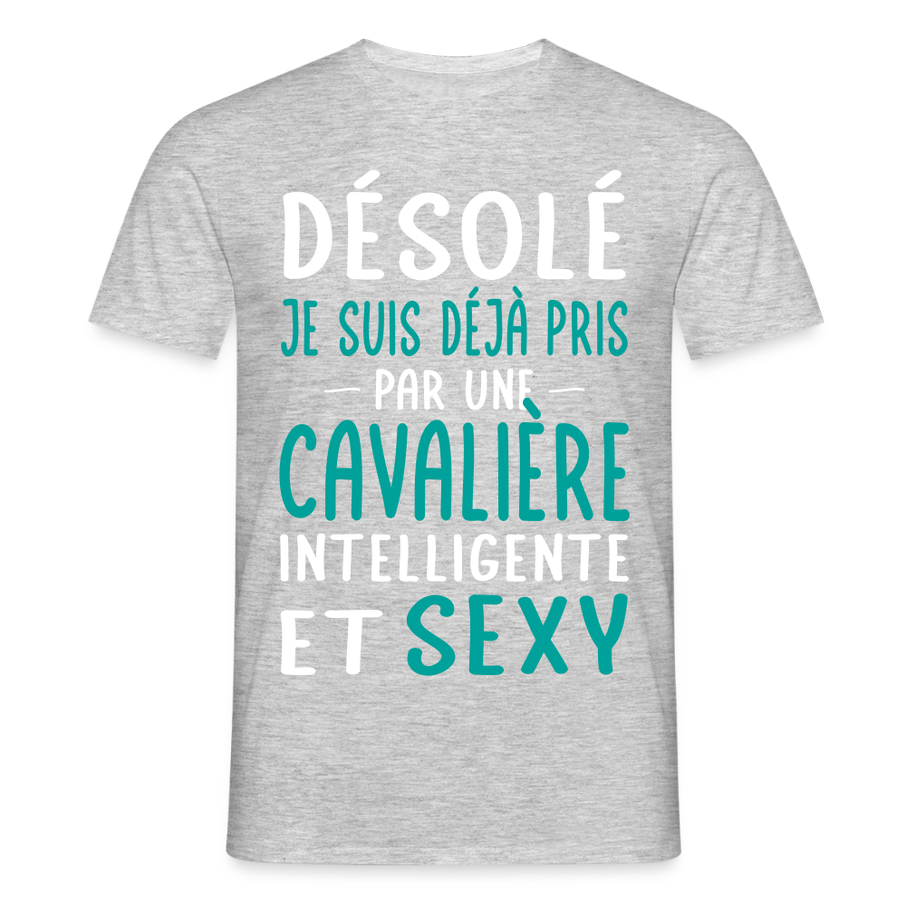 T-shirt Homme - Je suis déjà pris par une cavalière intelligente et sexy - gris chiné