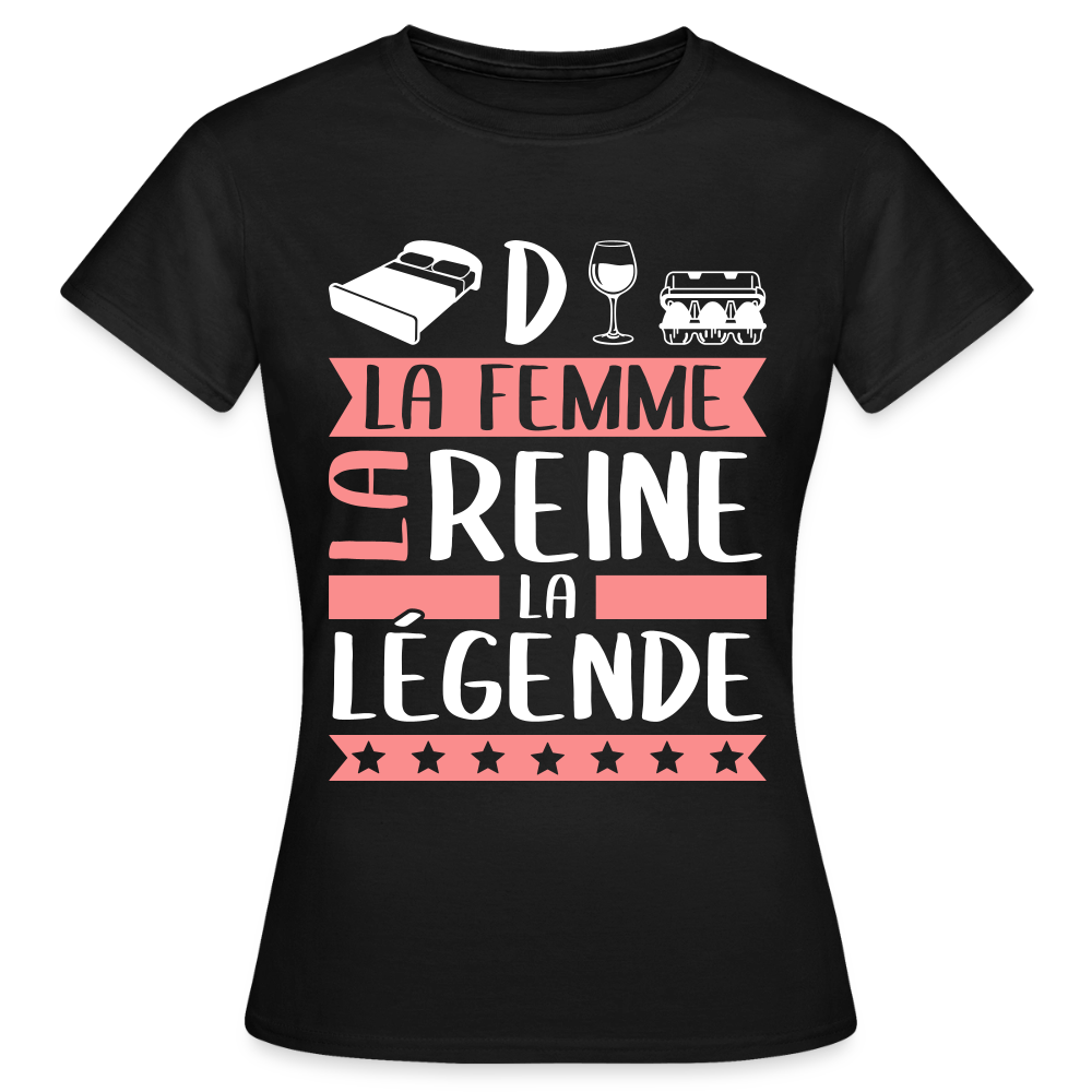 T-shirt femme Lidwine rébus – La femme, la reine, la légende - noir