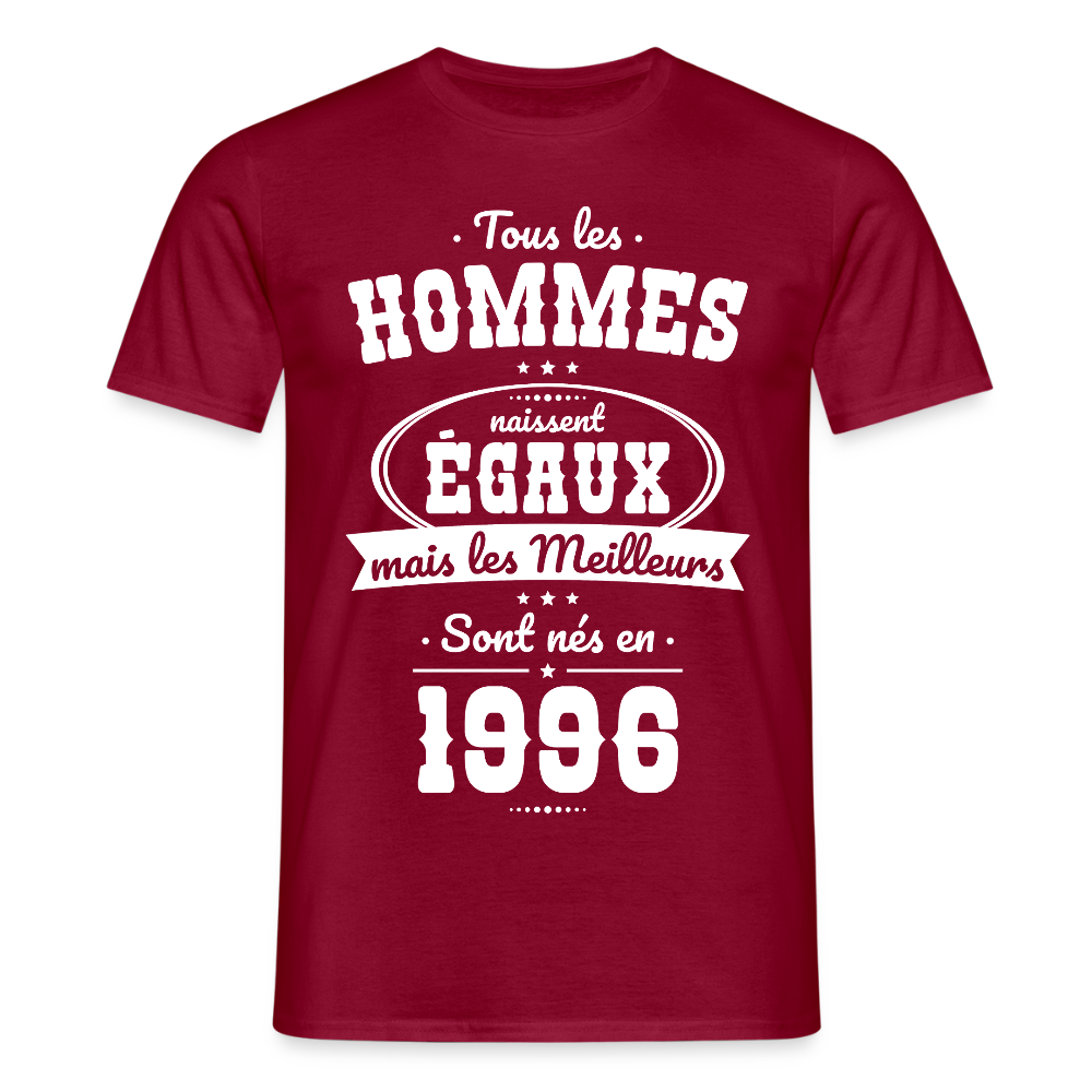 T-shirt anniversaire homme 30 ans – Les meilleurs sont nés en 1996 - rouge brique