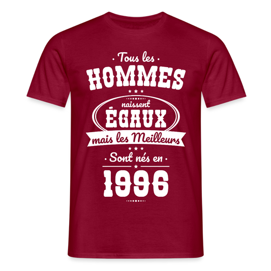 T-shirt anniversaire homme 30 ans – Les meilleurs sont nés en 1996 - rouge brique