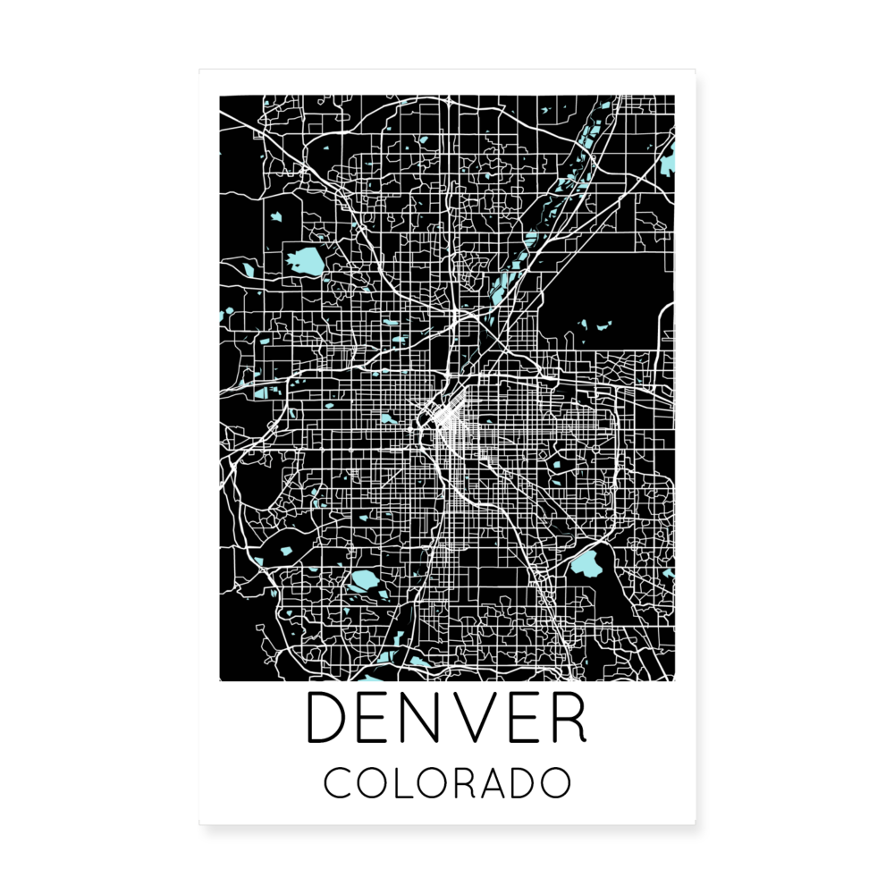 Poster Denver - Plan Denver - 20 x 30 cm - blanc