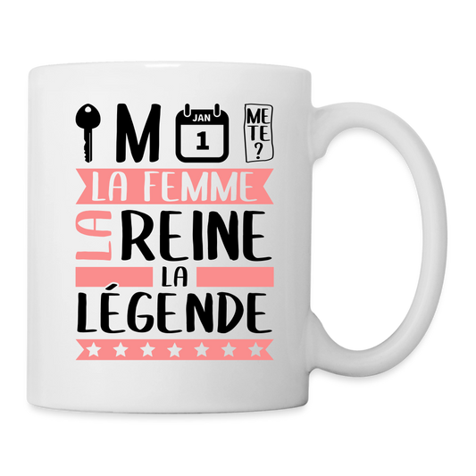 Mug blanc Clémence rébus – La femme, la reine, la légende - blanc