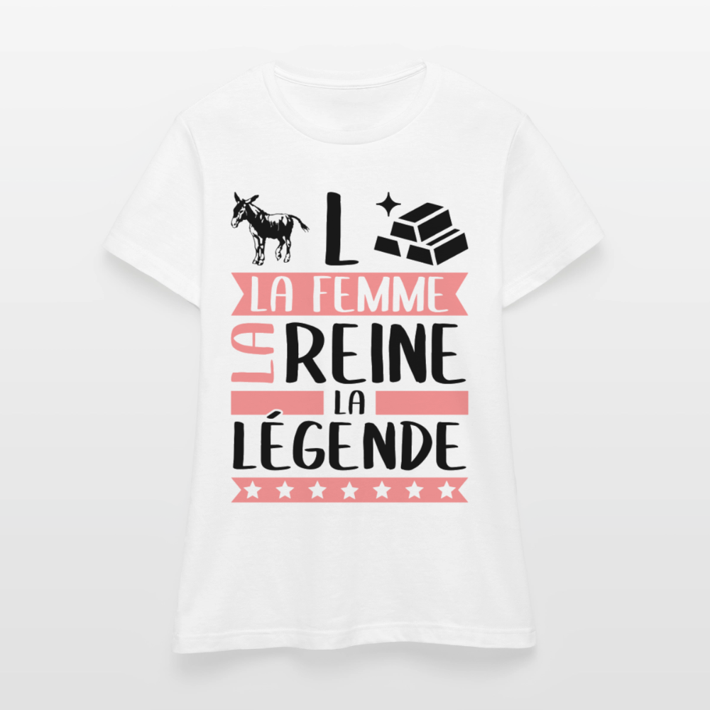 T-shirt femme coloris clair Anne-Laure rébus – La femme, la reine, la légende - blanc