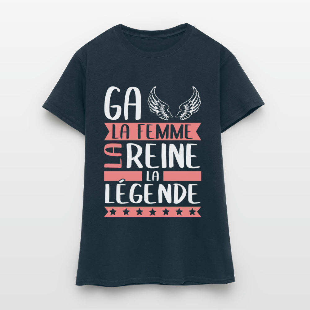 T-shirt femme Gaëlle rébus – La femme, la reine, la légende - marine