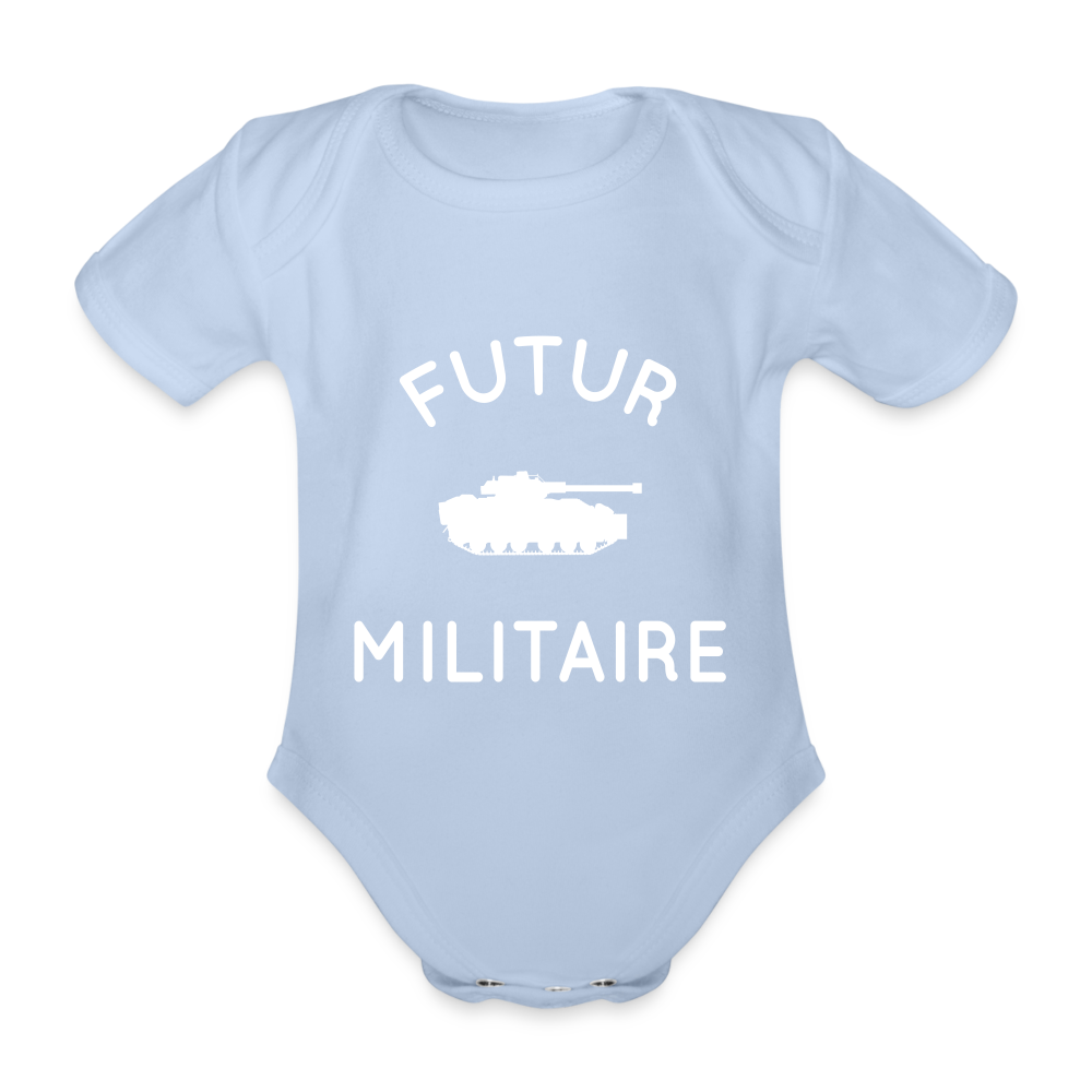 Body Bébé bio manches courtes - Futur militaire - ciel