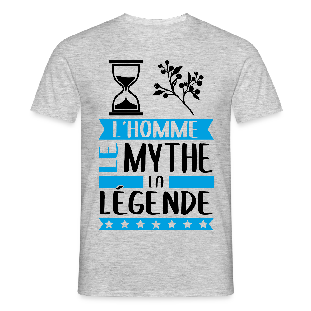 T-shirt homme coloris clair Tanguy en rébus – L’homme, le mythe, la légende - gris chiné