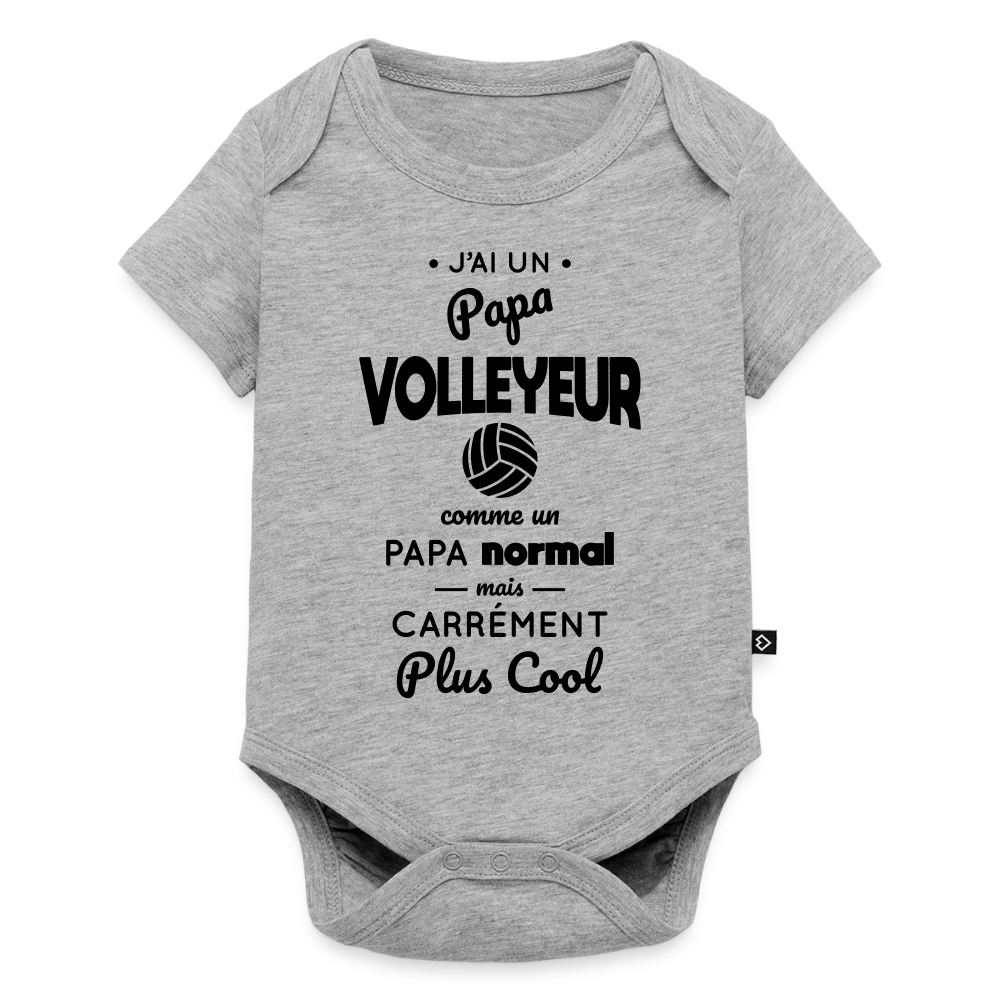 Body Bébé bio manches courtes - J'ai un papa volleyeur - gris chiné