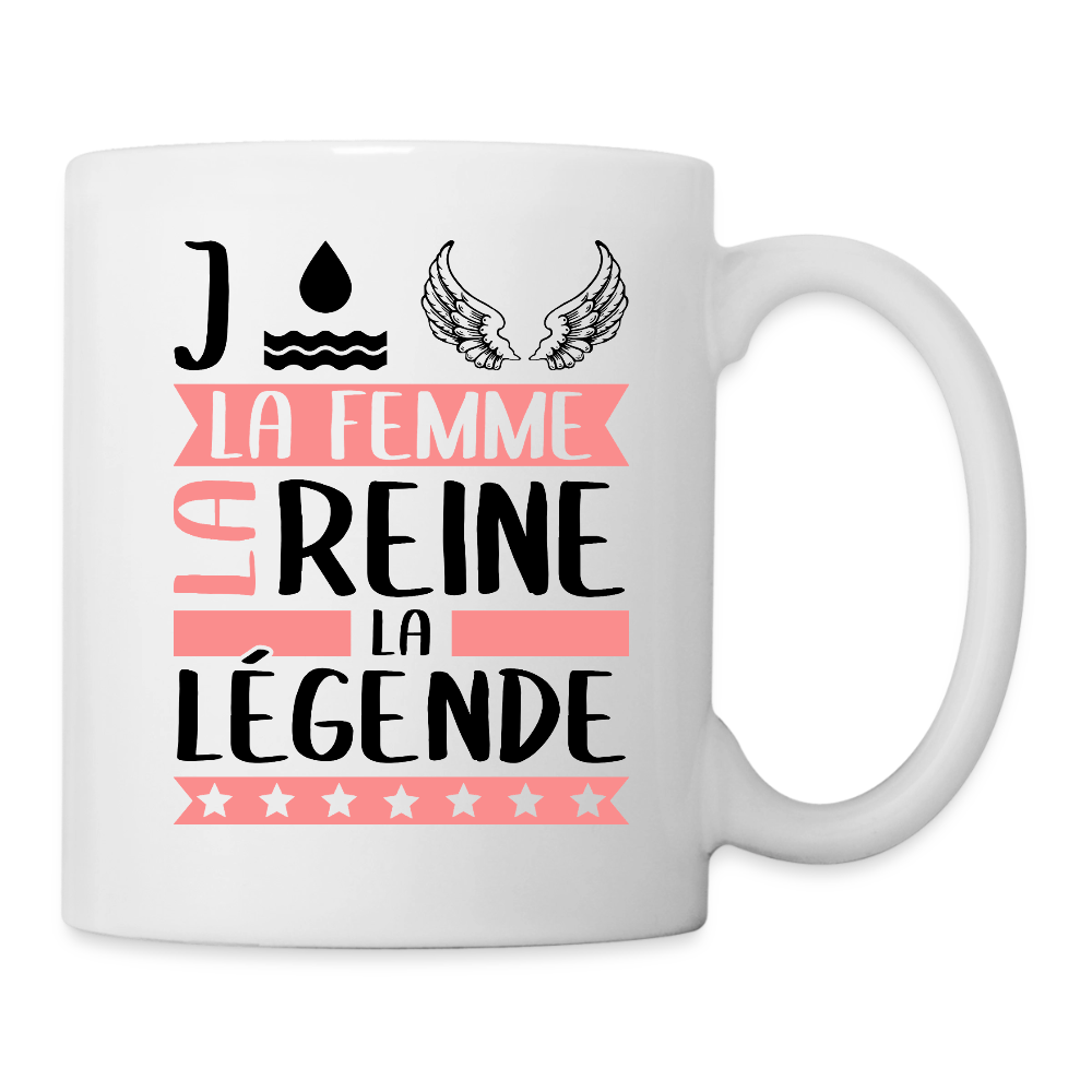 Mug blanc Joëlle rébus – La femme, la reine, la légende - blanc