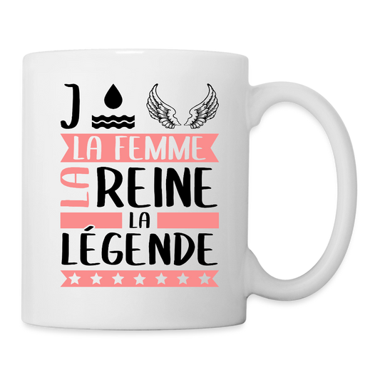 Mug blanc Joëlle rébus – La femme, la reine, la légende - blanc