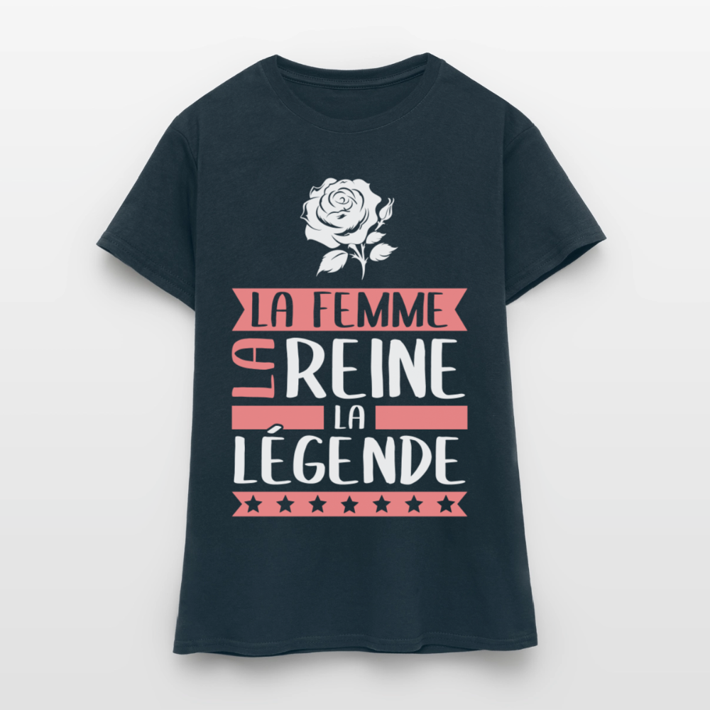 T-shirt femme Rose rébus – La femme, la reine, la légende - marine