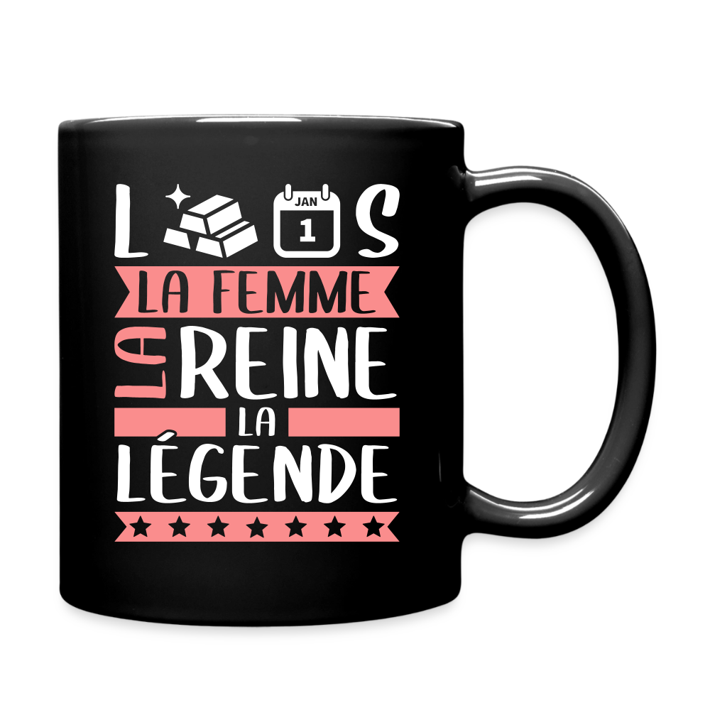 Mug uni Laurence rébus – La femme, la reine, la légende - noir
