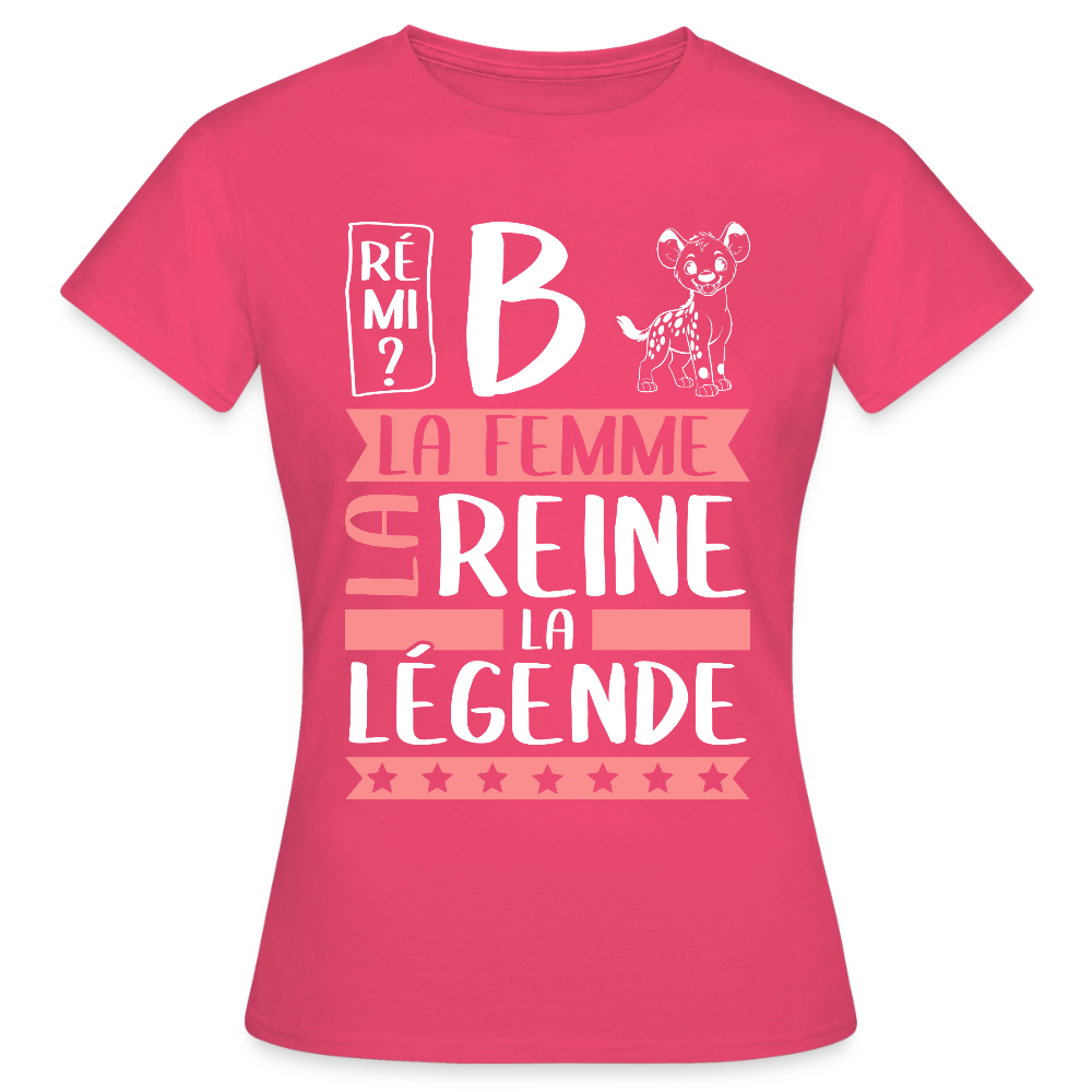 T-shirt femme Fabienne rébus – La femme, la reine, la légende - rose azalée