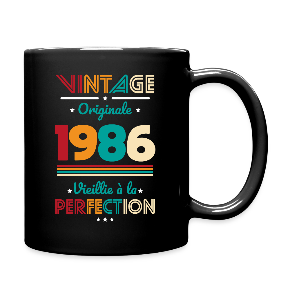 Mug anniversaire femme 40 ans – Vintage, originale, 1986 - noir