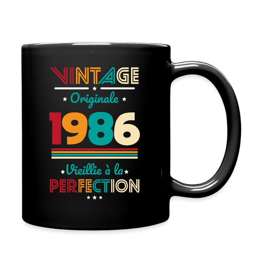 Mug anniversaire femme 40 ans – Vintage, originale, 1986 - noir