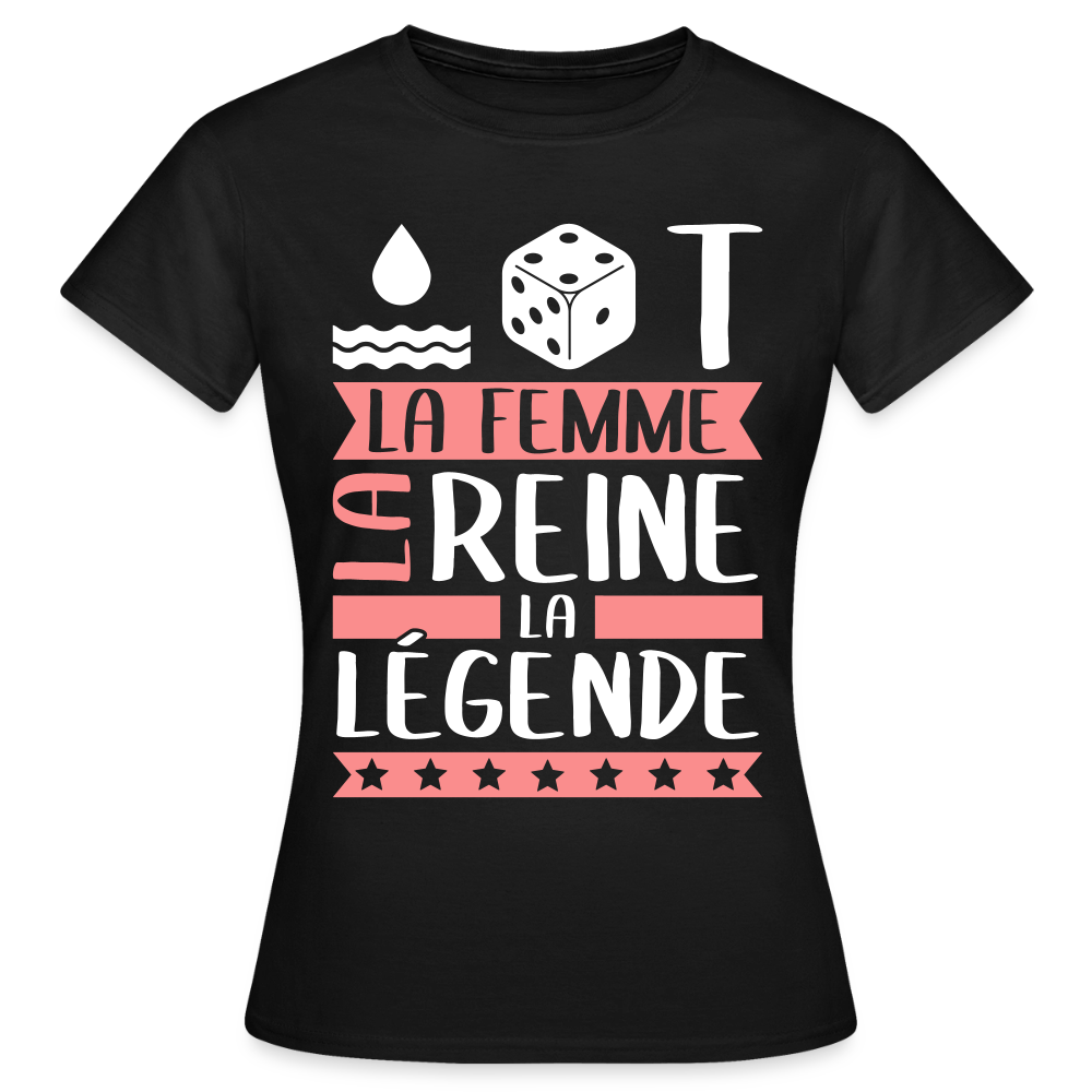 T-shirt femme Odette rébus – La femme, la reine, la légende - noir