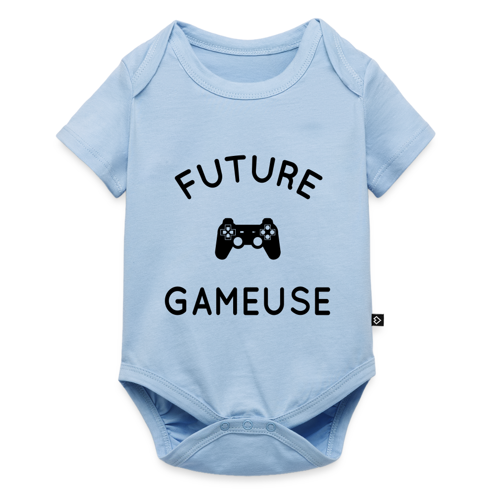 Body Bébé bio manches courtes - Future gameuse - bleu clair