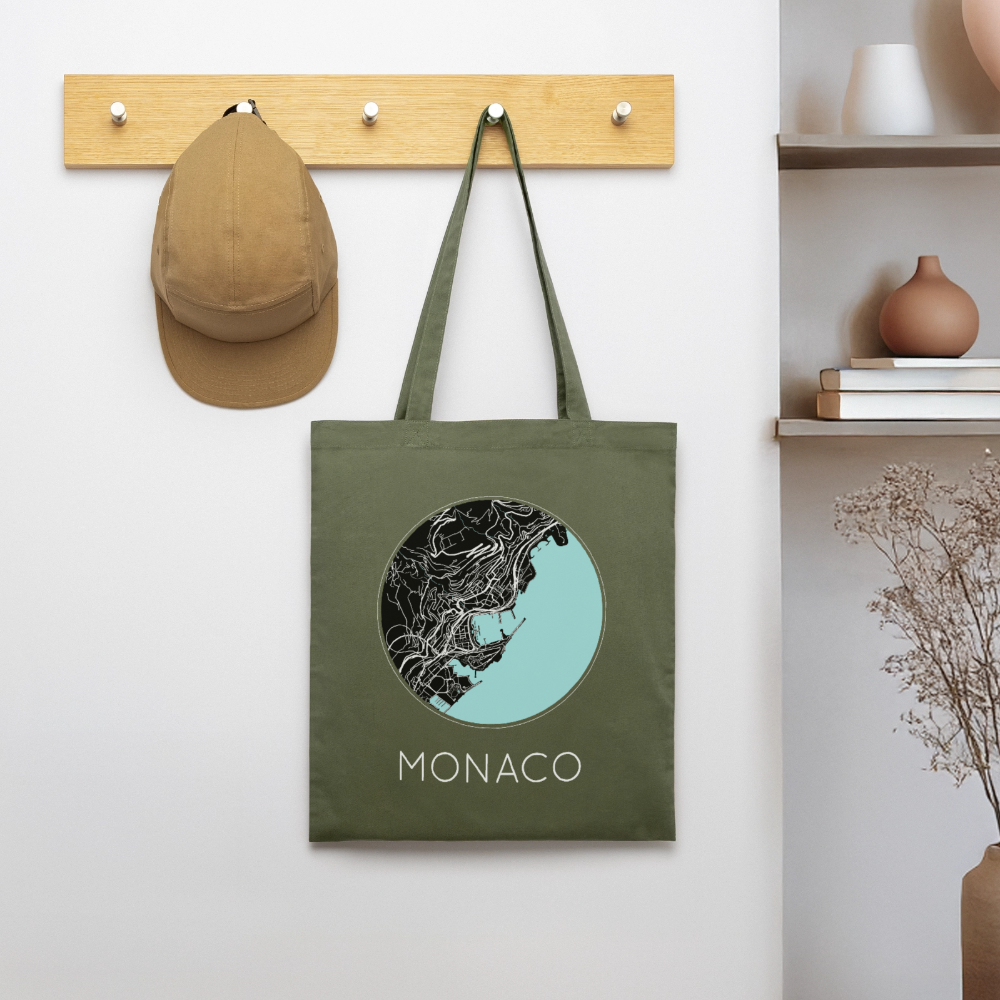Tote Bag Monaco Bio – Plan de Monaco - kaki