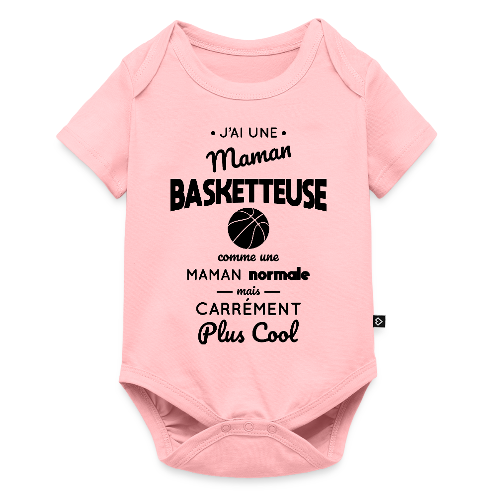 Body Bébé bio manches courtes - J'ai une maman basketteuse - rose