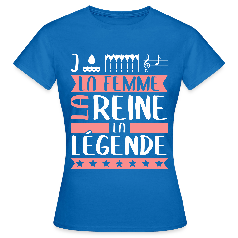 T-shirt femme Joëlla rébus – La femme, la reine, la légende - bleu royal