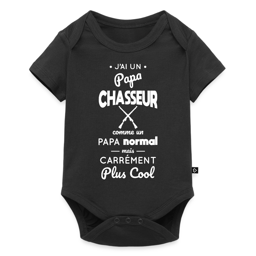 Body Bébé bio manches courtes - J'ai un papa chasseur - noir