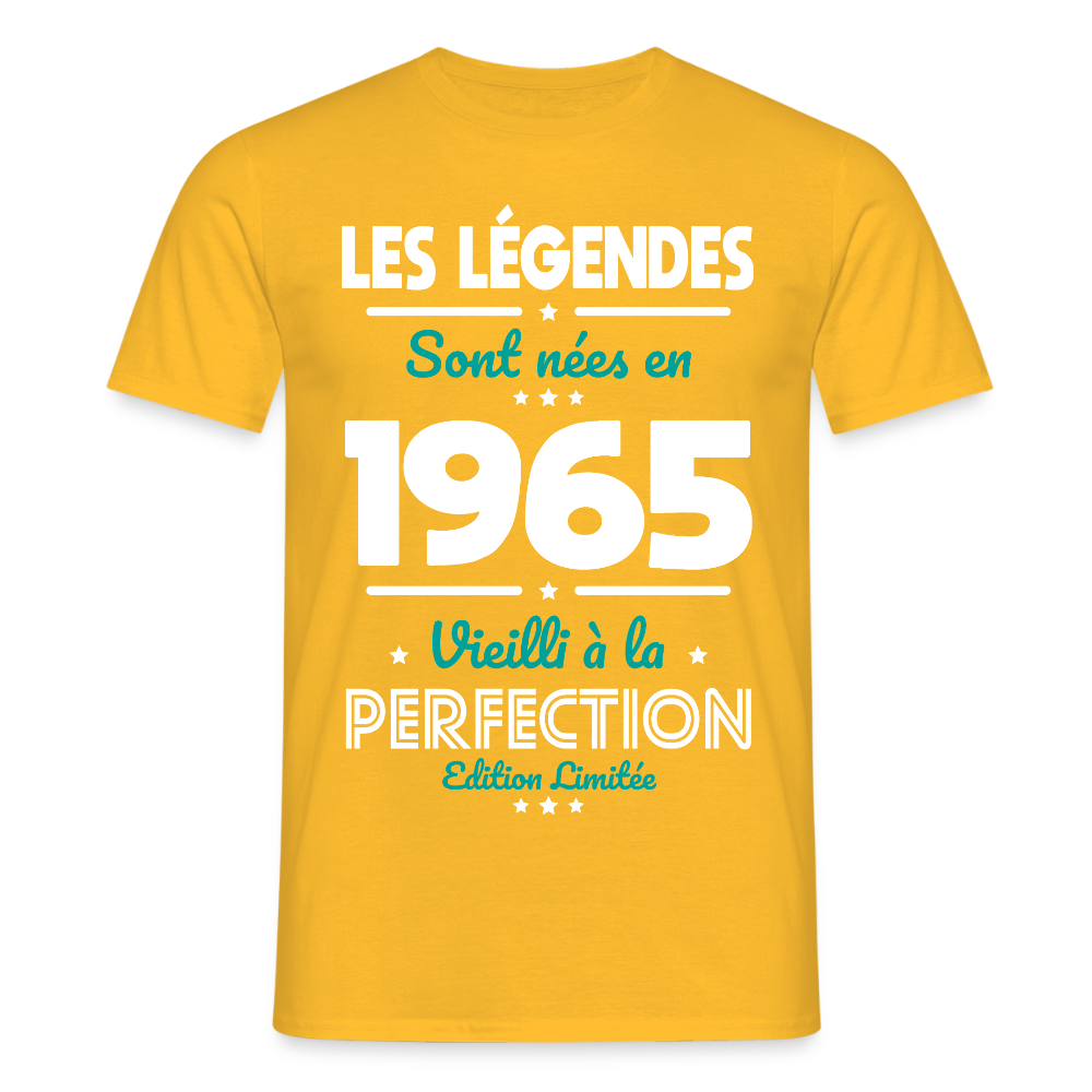 T-shirt Homme - Anniversaire 60 Ans - Les Légendes sont nées en 1965 - jaune