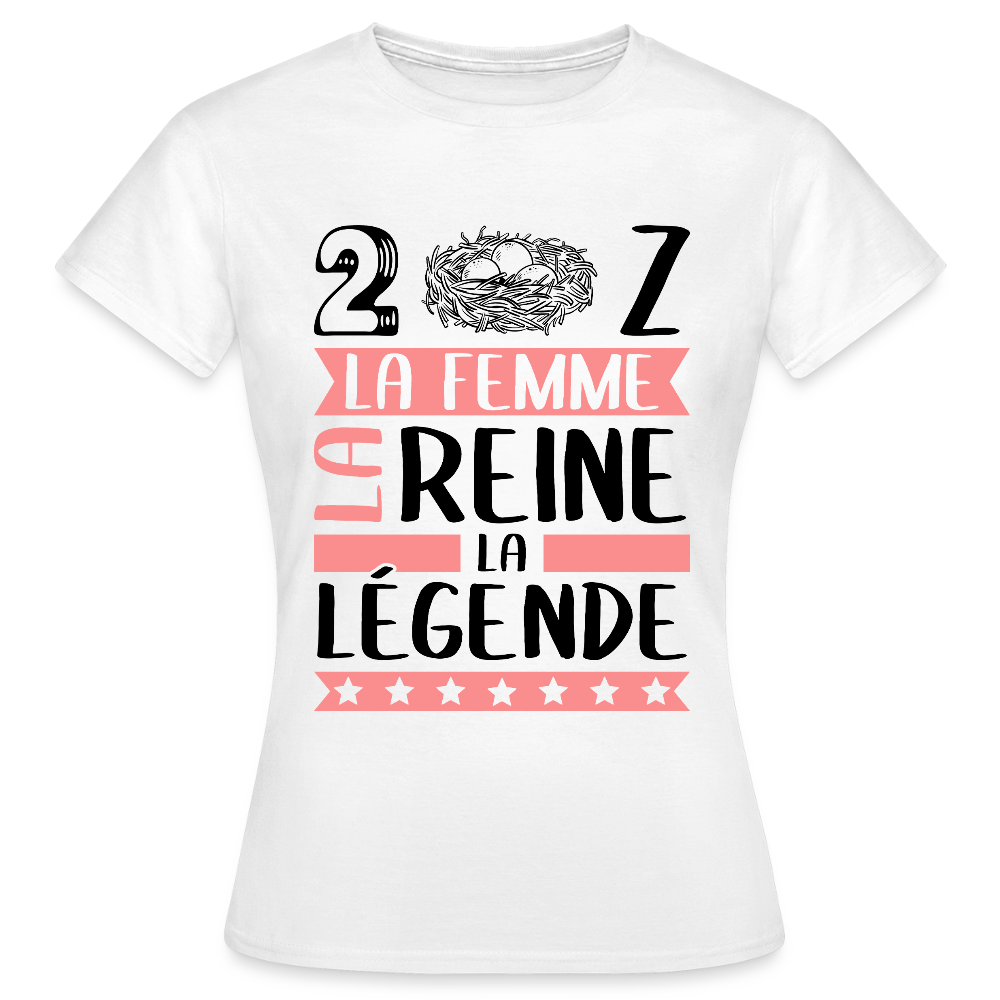 T-shirt femme coloris clair Denise rébus – La femme, la reine, la légende - blanc
