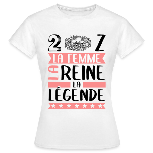 T-shirt femme coloris clair Denise rébus – La femme, la reine, la légende - blanc