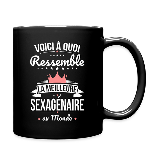 Mug uni Anniversaire Femme – La Meilleure Sexagénaire au Monde - noir