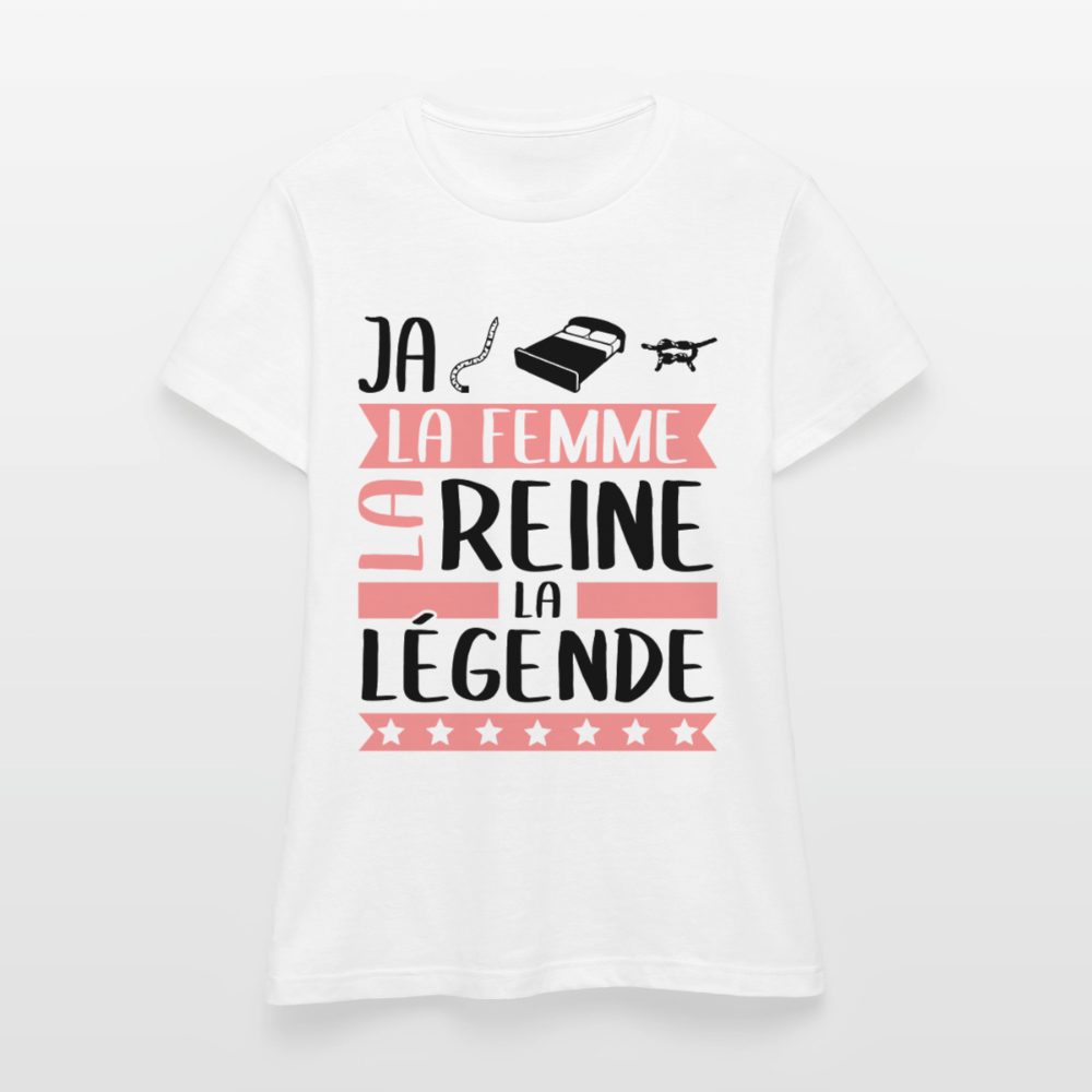 T-shirt femme coloris clair Jacqueline rébus – La femme, la reine, la légende - blanc