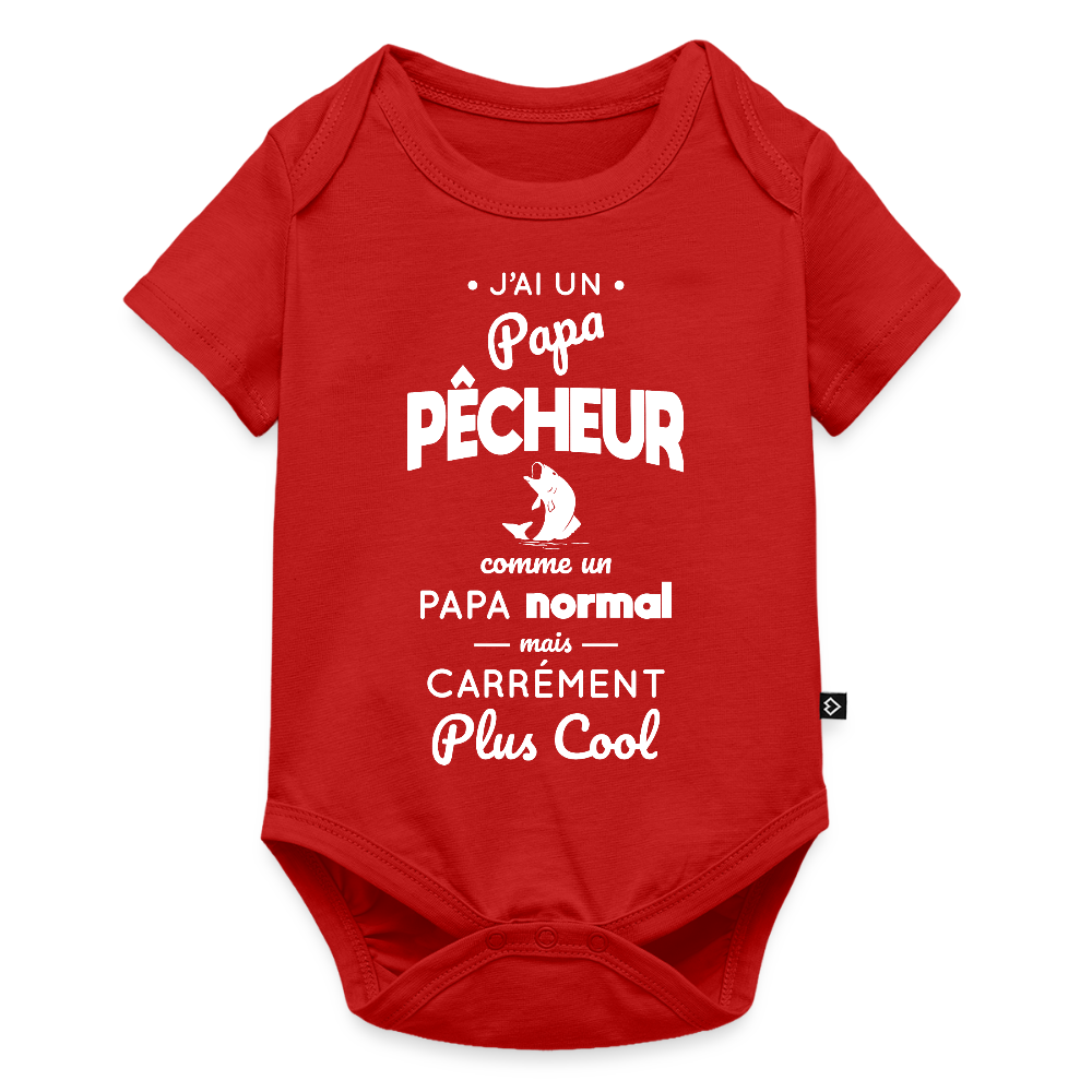 Body Bébé bio manches courtes - J'ai un papa pêcheur - rouge