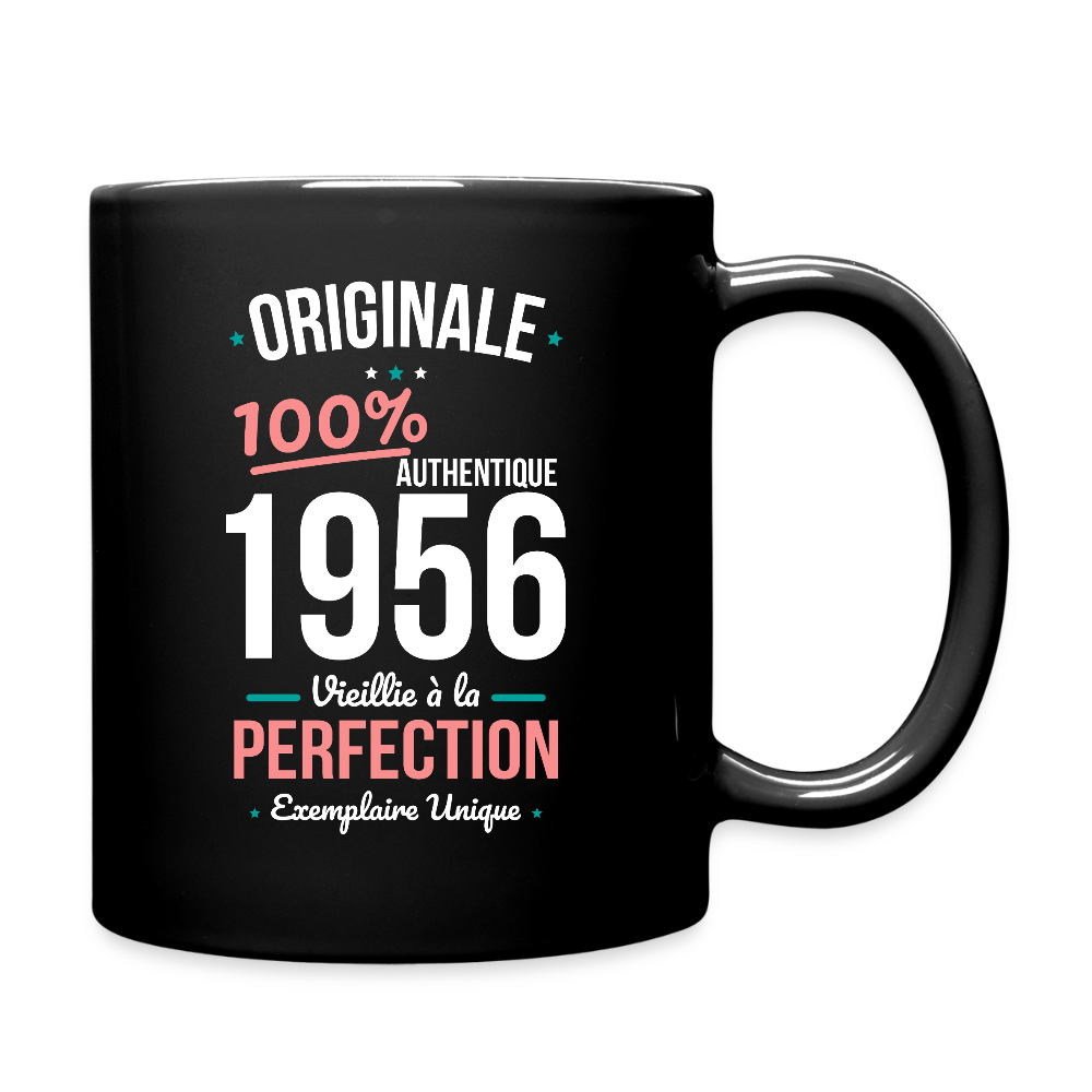 Mug uni anniversaire 70 ans Femme – Originale 1956 Authentique - noir