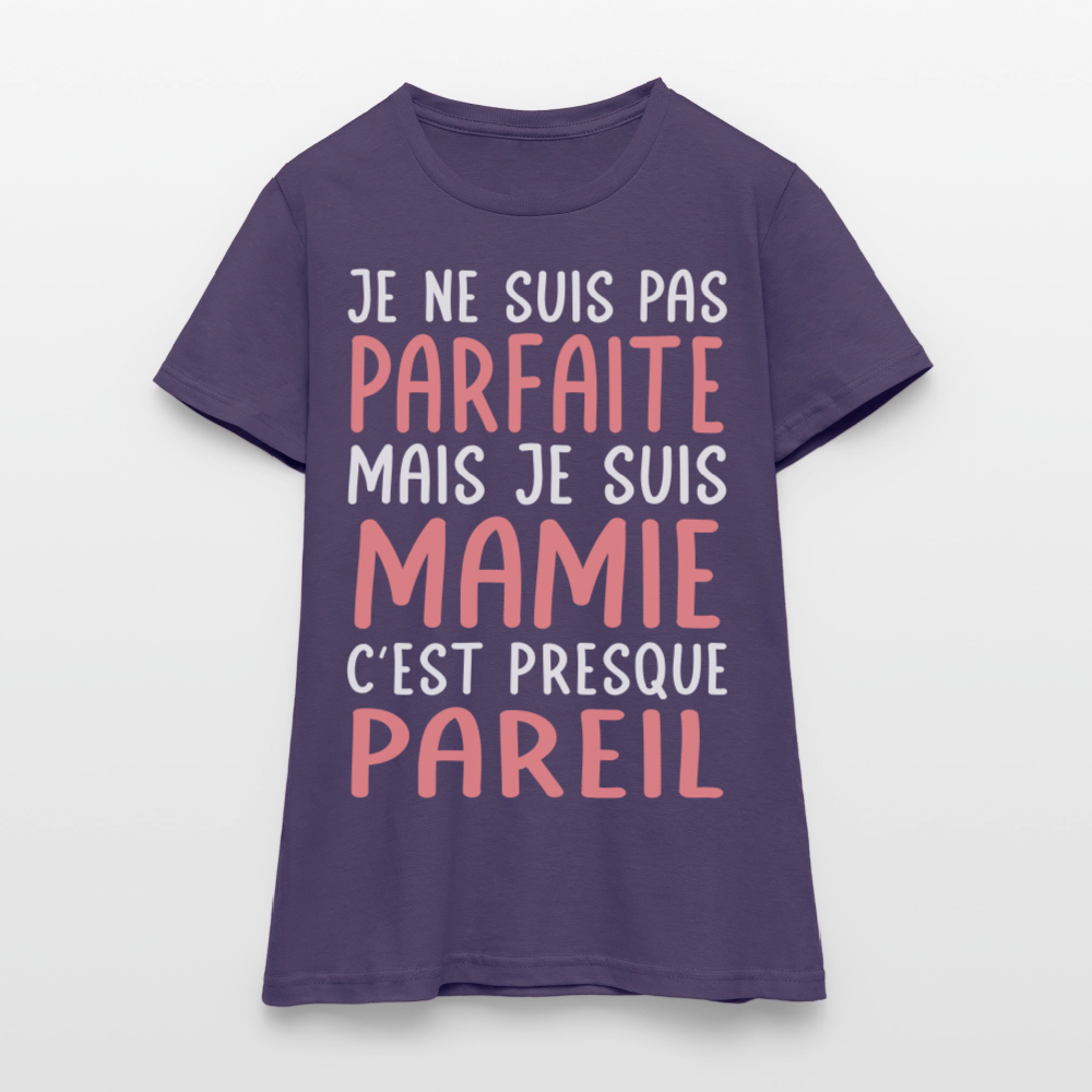 T-shirt Femme - Je ne suis pas parfaite mais je suis Mamie - violet foncé