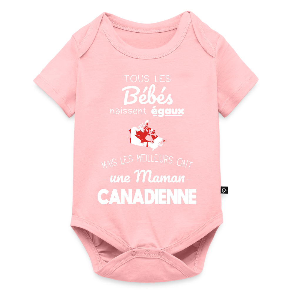 Body Bébé bio manches courtes - Les Meilleurs Ont Une Maman Canadienne - rose