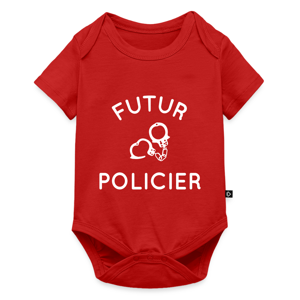 Body Bébé bio manches courtes - Futur policier - rouge