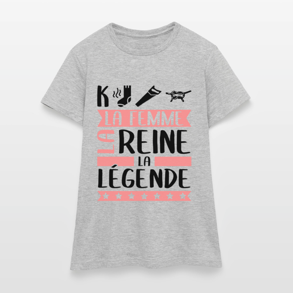 T-shirt femme coloris clair Capucine rébus – La femme, la reine, la légende - gris chiné