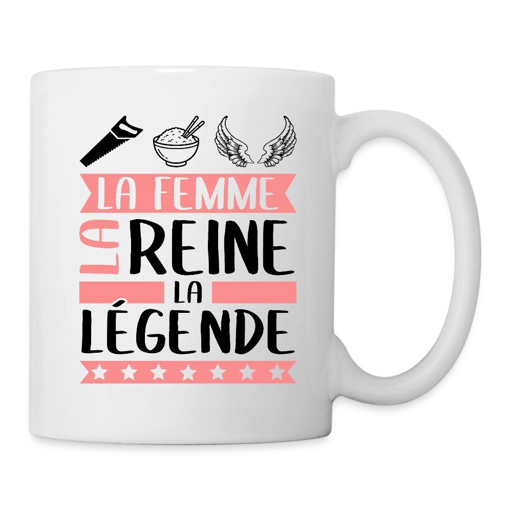 Mug blanc Cyrielle rébus – La femme, la reine, la légende - blanc