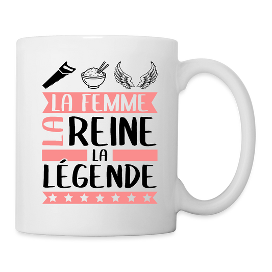 Mug blanc Cyrielle rébus – La femme, la reine, la légende - blanc