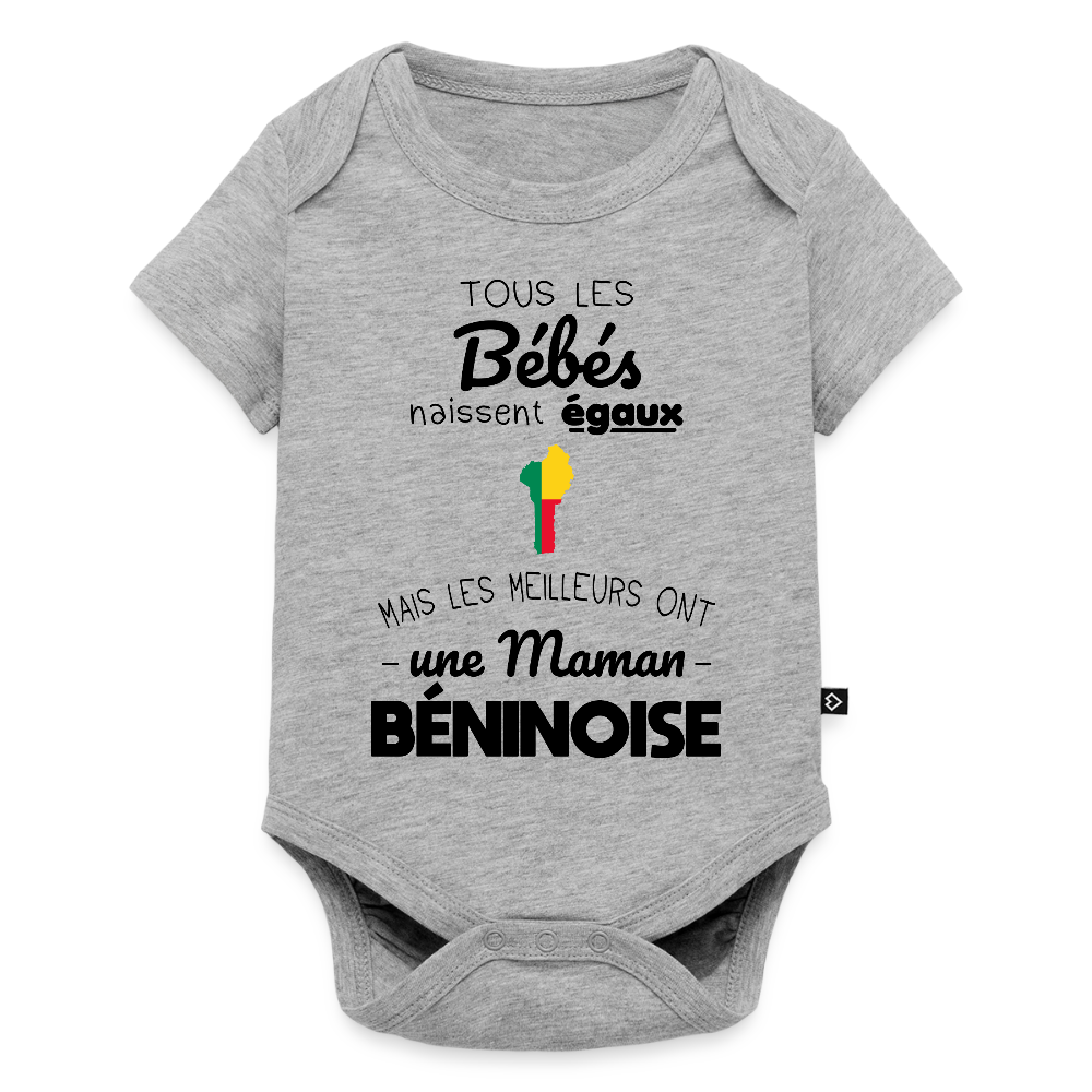 Body Bébé bio manches courtes - Les Meilleurs Ont Une Maman Béninoise - gris chiné