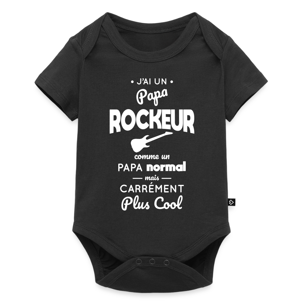 Body Bébé bio manches courtes - J'ai un papa rockeur - noir
