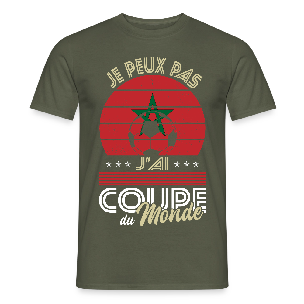 T-shirt Homme - Je peux pas j'ai Coupe du Monde - Maroc - vert militaire