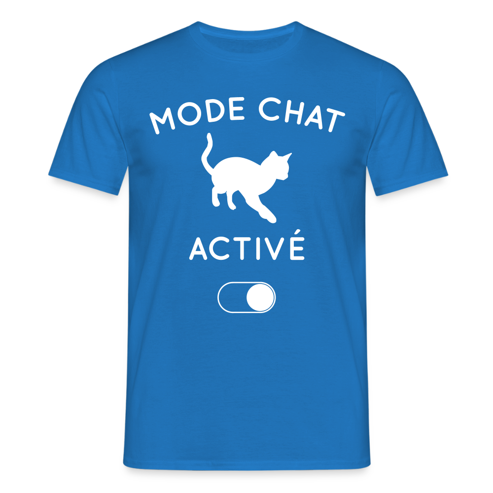 T-shirt Homme - Mode chat activé - bleu royal