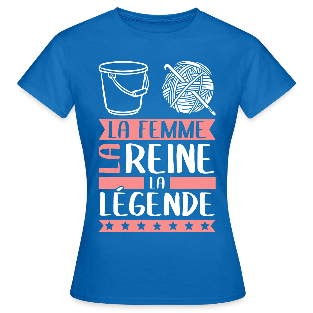 T-shirt femme Solène rébus – La femme, la reine, la légende - bleu royal