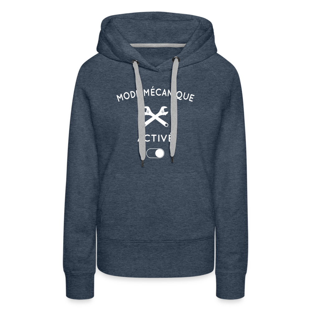 Sweat à capuche Premium Femme - Mode mécanique activé - bleu jeans