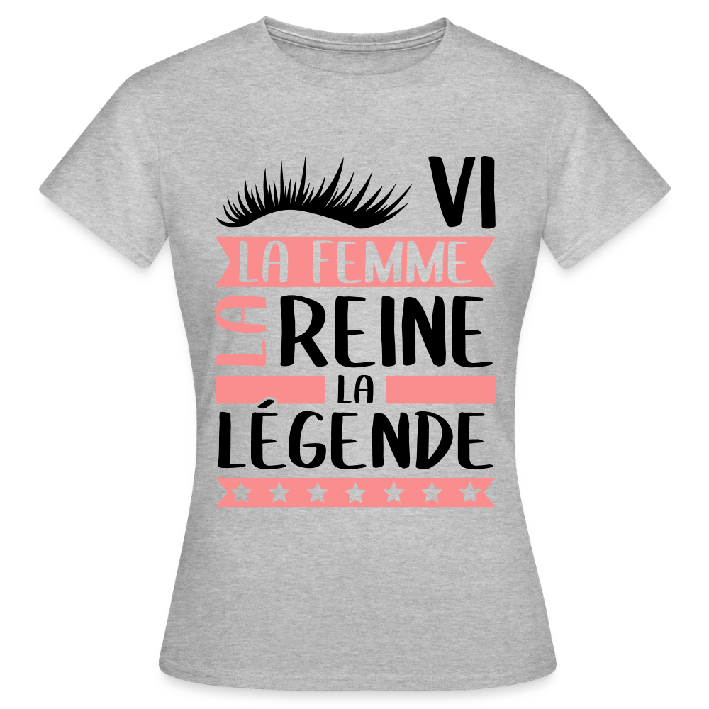 T-shirt femme coloris  clair Sylvie en rébus – La femme, la reine, la légende - gris chiné