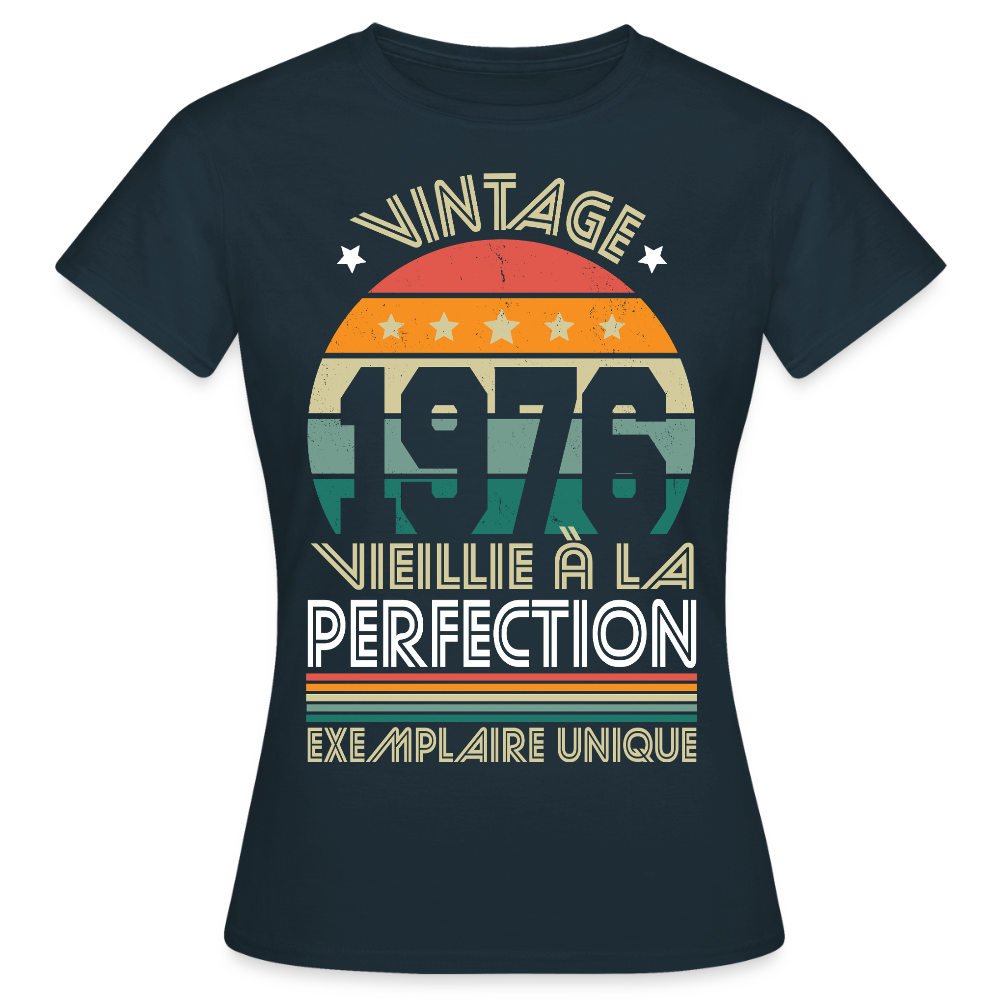 T-shirt anniversaire femme 50 ans – Vintage 1976 - Exemplaire unique - marine