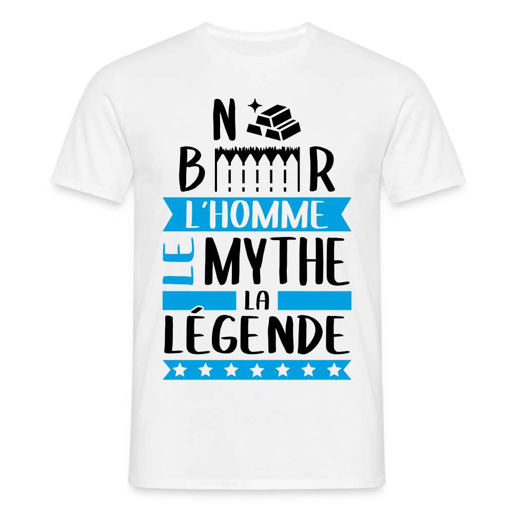 T-shirt homme coloris clair Norbert en rébus – L’homme, le mythe, la légende - blanc