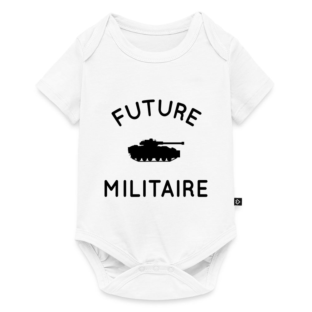 Body Bébé bio manches courtes - Future militaire - blanc