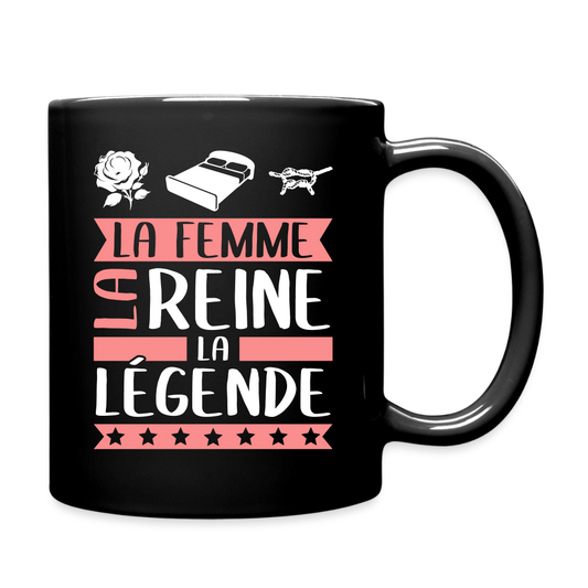 Mug uni Roseline rébus – La femme, la reine, la légende - noir