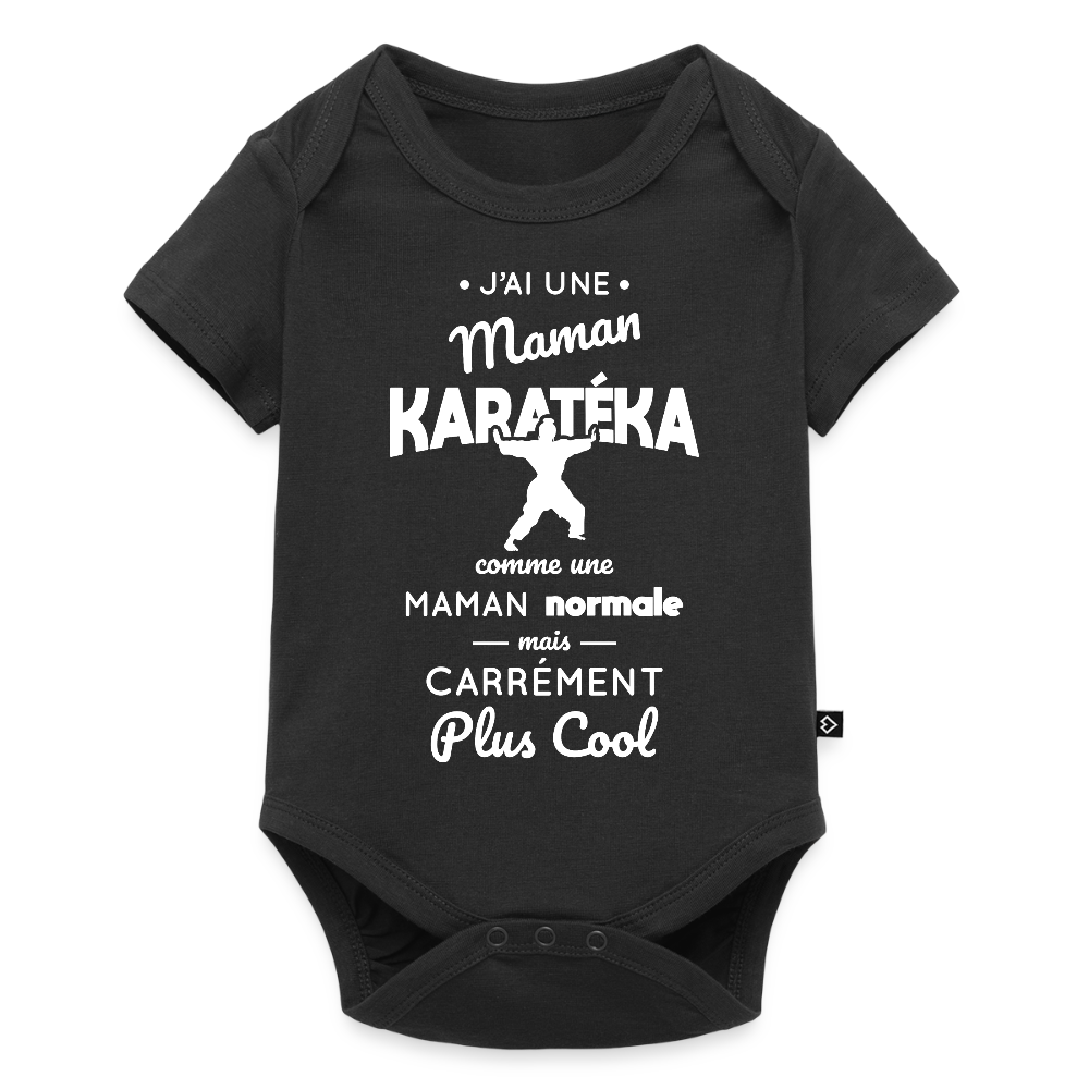 Body Bébé bio manches courtes - J'ai une maman karatéka - noir